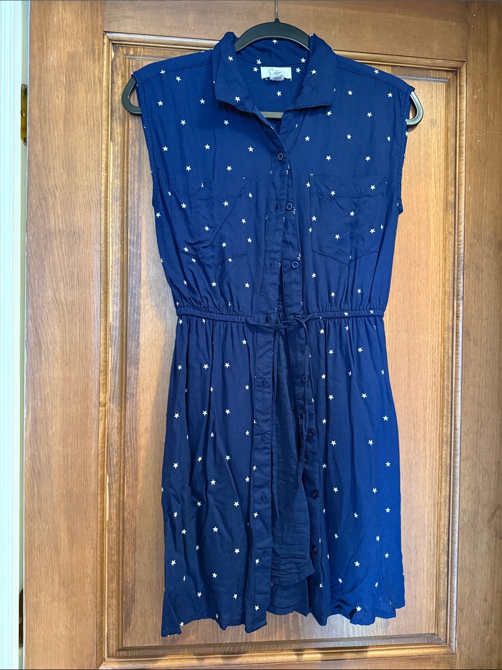 Japna Navy Star Print Button-Front Dress
